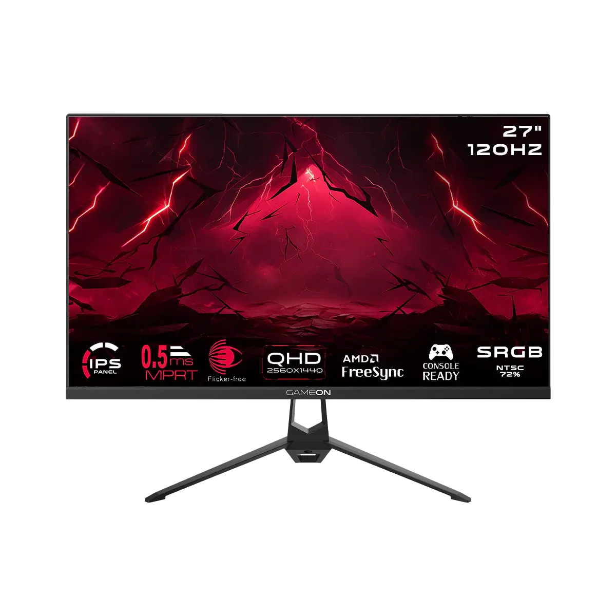 GAMEON GOES27QHD120IPS Essential Series 27" QHD, 120Hz, MPRT 0.5ms, HDMI 2.1, Fast IPS Gaming Monitor (Supports PS5) - Black